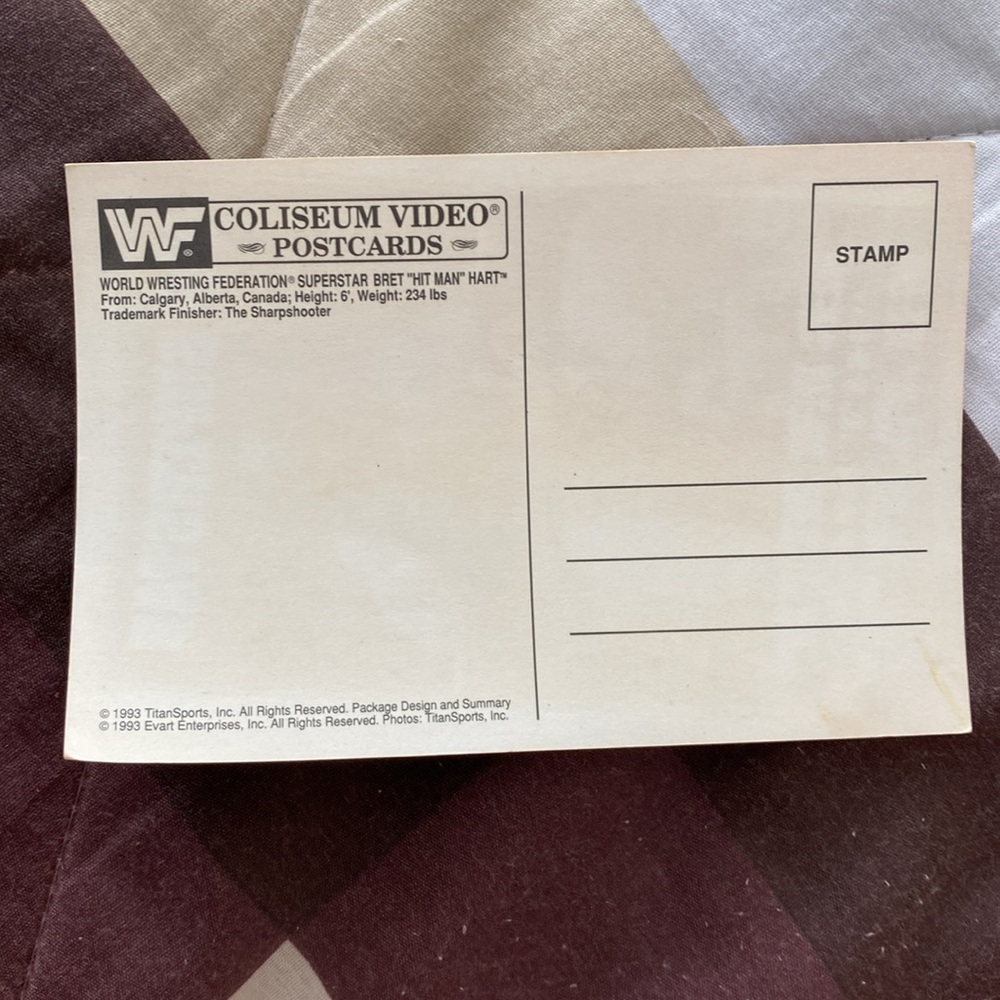 Vintage WWF Superstar Bret 'Hit Man' Hart Postcard - Picture 10 of 17